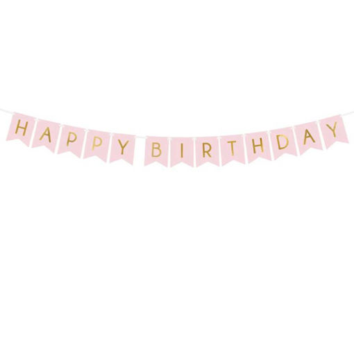 Picture of BANNER HAPPY BIRTHDAY BABY PINK 15X175CM